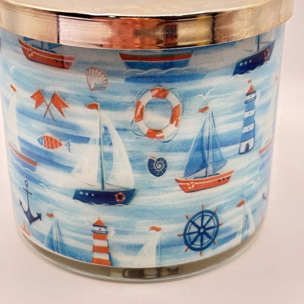Kringle Candle Salt Water Taffy 3 Wick Painted Jar Soy Candle Nautical Boat 14oz - Picture 8 of 13